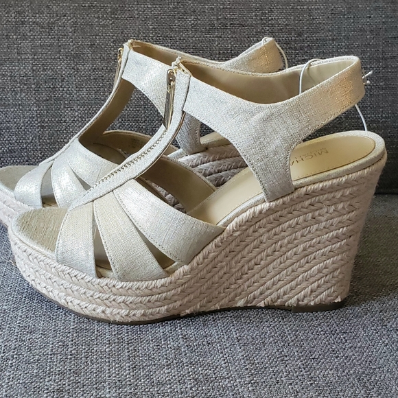 michael kors berkley wedge pale gold